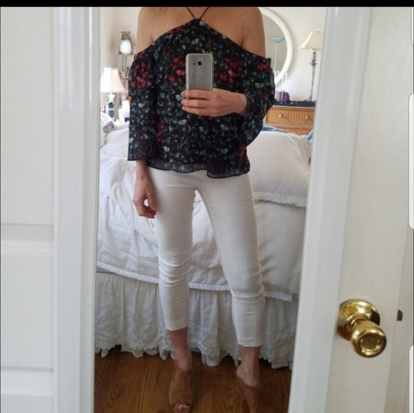 1. State Tops - Foliage Cold Shoulder 3/4 sleeve top